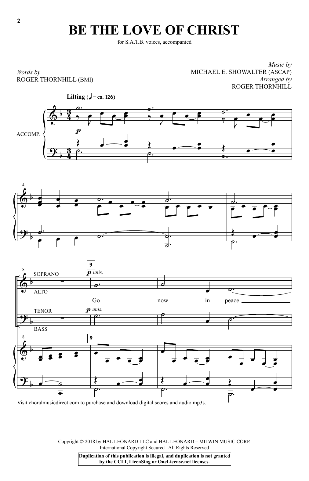 Roger Thornhill Be The Love Of Christ Sheet Music Notes & Chords for SATB - Download or Print PDF