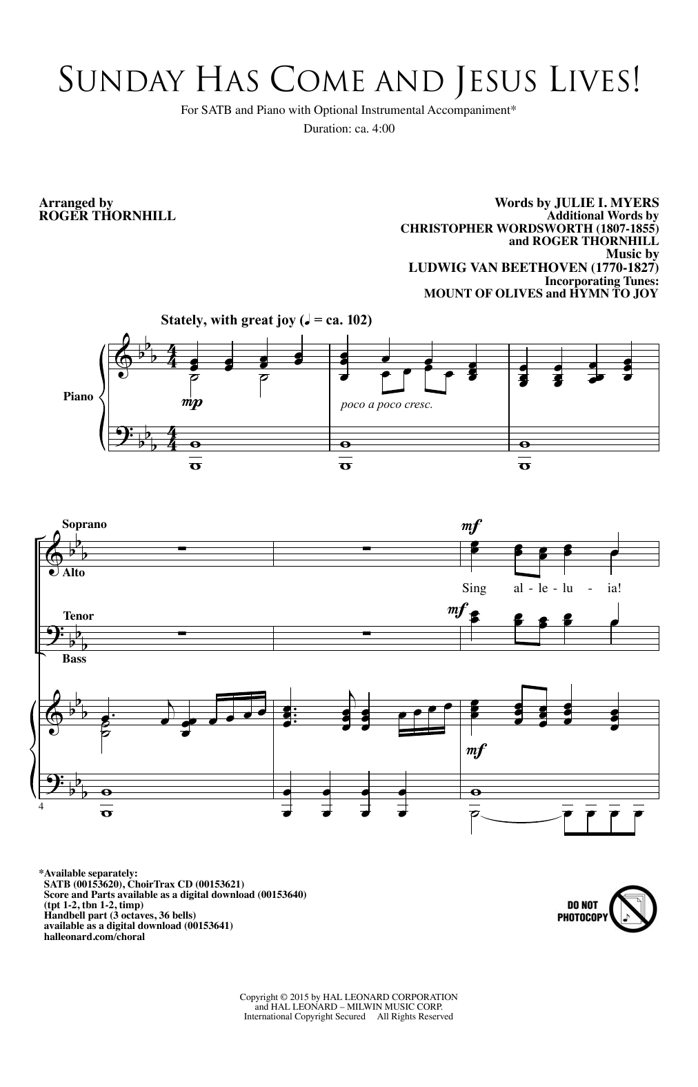 Roger Thornhill Sunday Has Come And Jesus Lives! Sheet Music Notes & Chords for SATB - Download or Print PDF