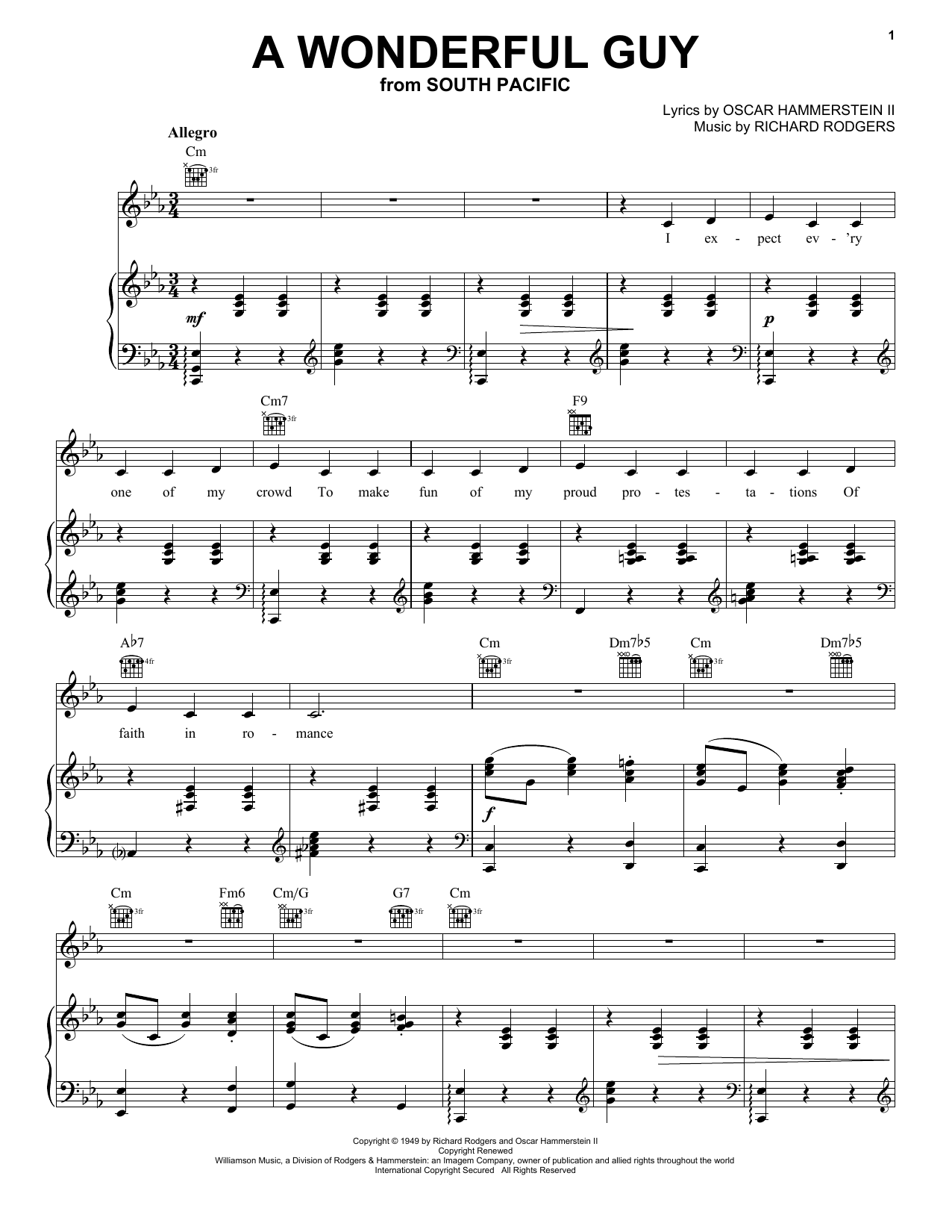 Rogers & Hammerstein A Wonderful Guy Sheet Music Notes & Chords for Vocal Pro + Piano/Guitar - Download or Print PDF