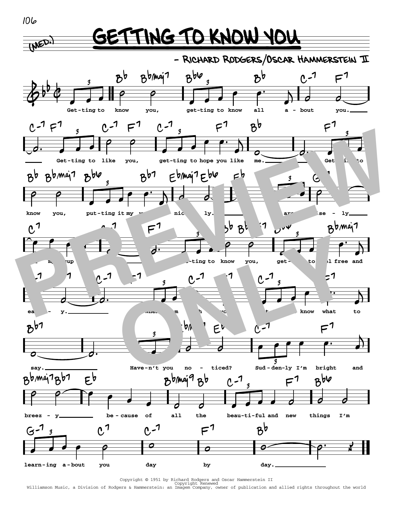 Rogers & Hammerstein Getting To Know You (High Voice) Sheet Music Notes & Chords for Real Book – Melody, Lyrics & Chords - Download or Print PDF