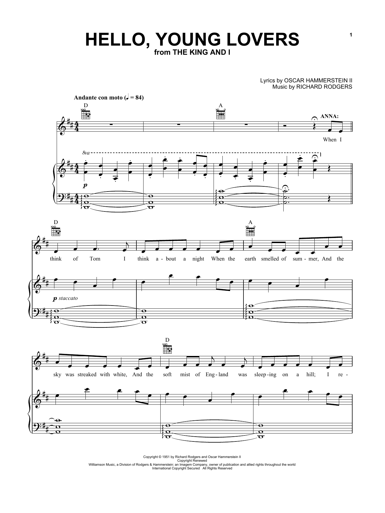 Rogers & Hammerstein Hello, Young Lovers Sheet Music Notes & Chords for Vocal Pro + Piano/Guitar - Download or Print PDF