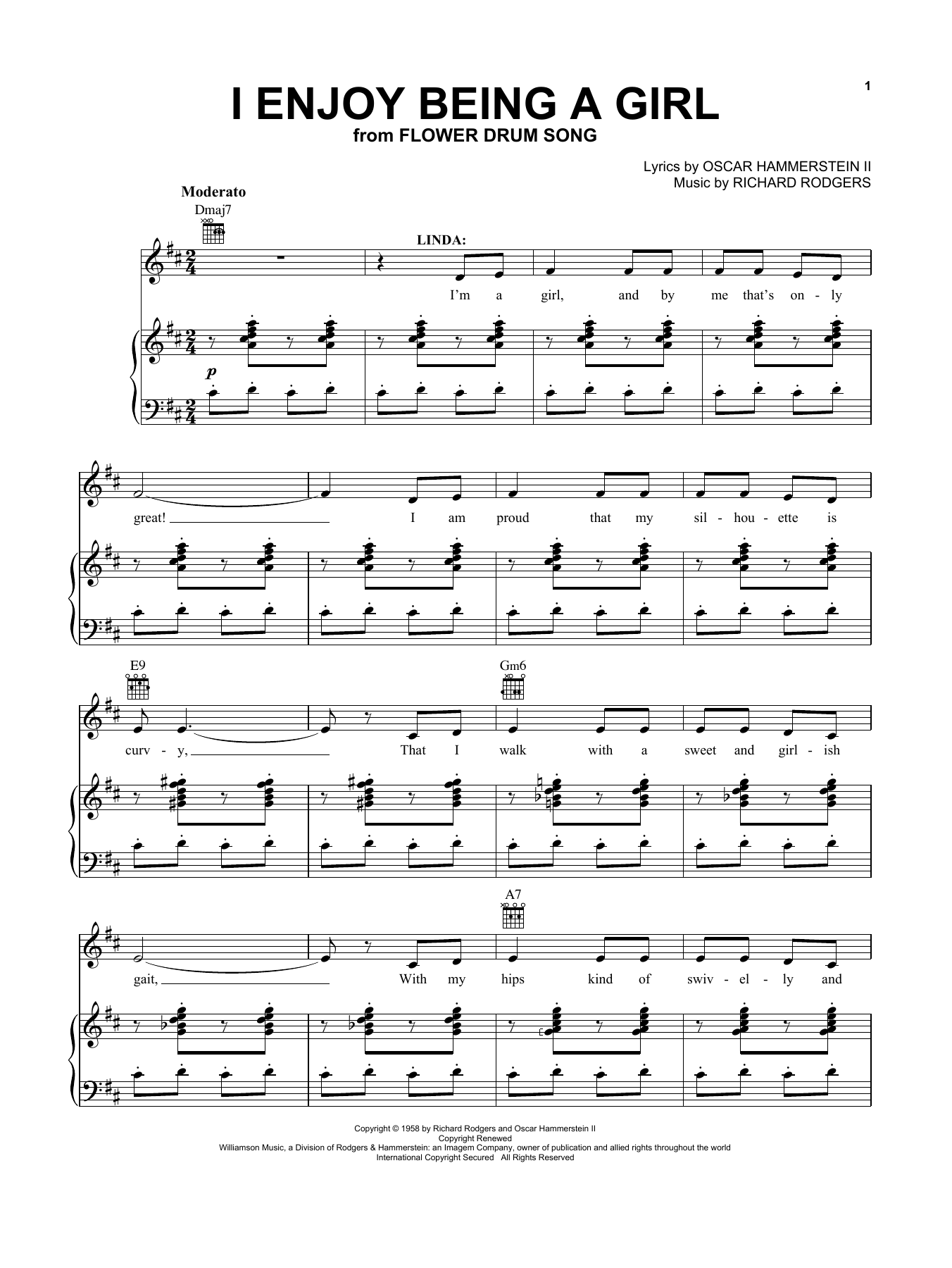 Rogers & Hammerstein I Enjoy Being A Girl Sheet Music Notes & Chords for Vocal Pro + Piano/Guitar - Download or Print PDF