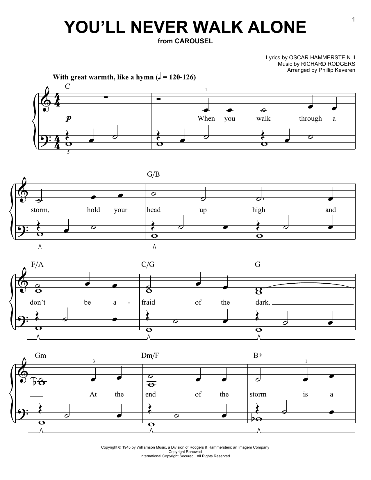Phillip Keveren You'll Never Walk Alone Sheet Music Notes & Chords for Easy Piano - Download or Print PDF