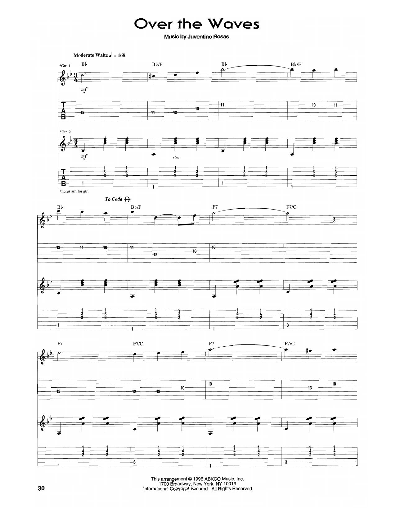 Rolling Stones Over The Waves Sheet Music Notes & Chords for Guitar Tab - Download or Print PDF