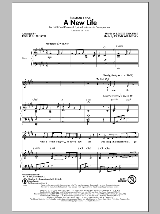 Rollo Dilworth A New Life (from Jekyll & Hyde) Sheet Music Notes & Chords for SATB - Download or Print PDF