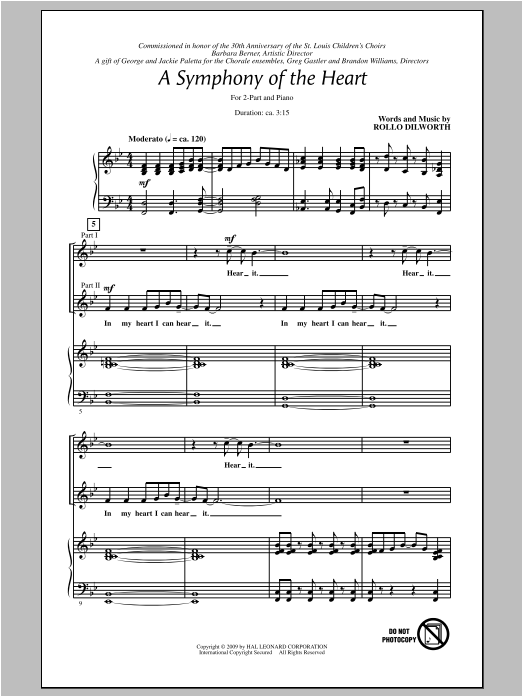 Rollo Dilworth A Symphony Of The Heart Sheet Music Notes & Chords for 2-Part Choir - Download or Print PDF