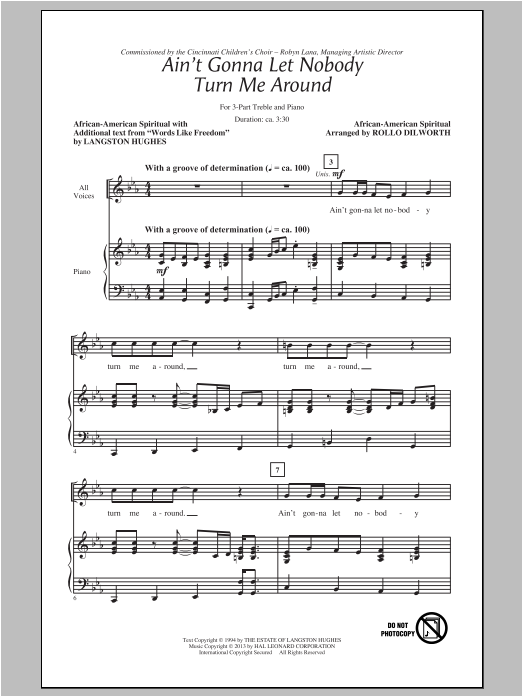 Rollo Dilworth Ain't Gonna Let Nobody Turn Me Around Sheet Music Notes & Chords for SATB - Download or Print PDF