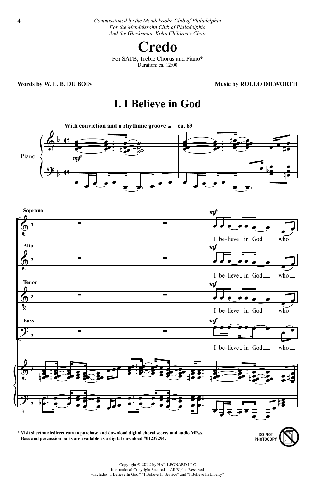 Rollo Dilworth Credo Sheet Music Notes & Chords for SATB Choir - Download or Print PDF