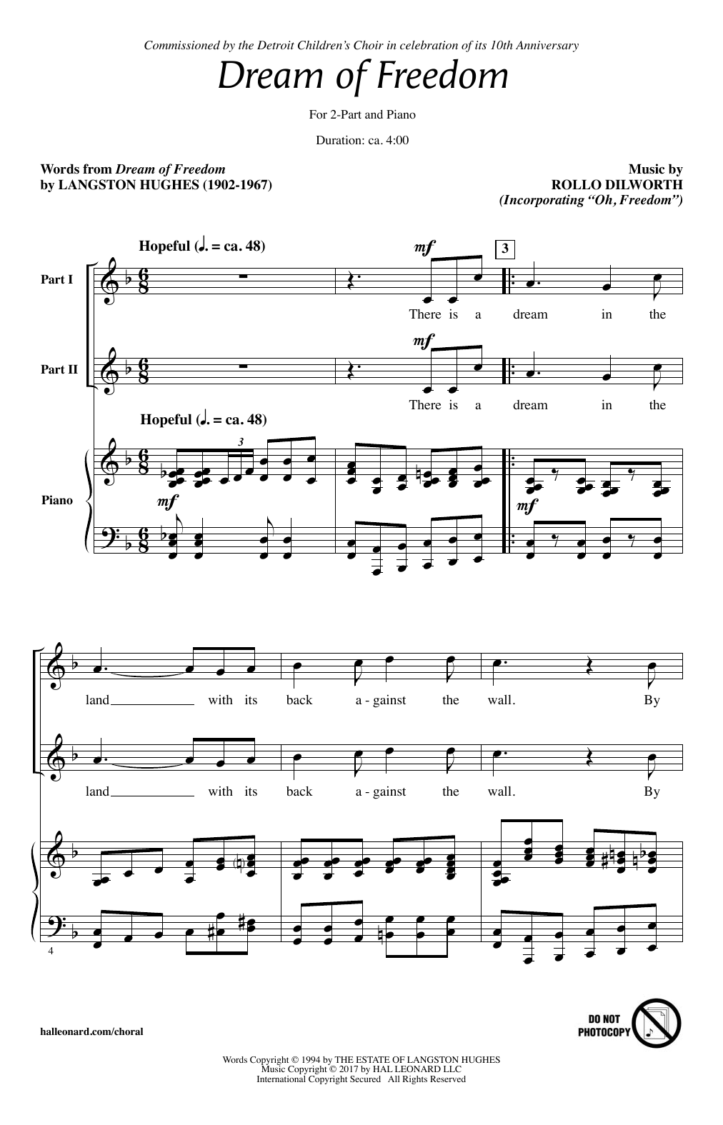 Rollo Dilworth Dream Of Freedom Sheet Music Notes & Chords for 2-Part Choir - Download or Print PDF