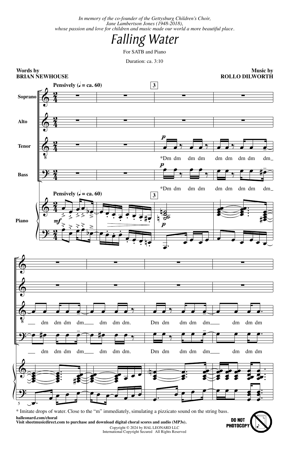 Rollo Dilworth Falling Water Sheet Music Notes & Chords for SATB Choir - Download or Print PDF