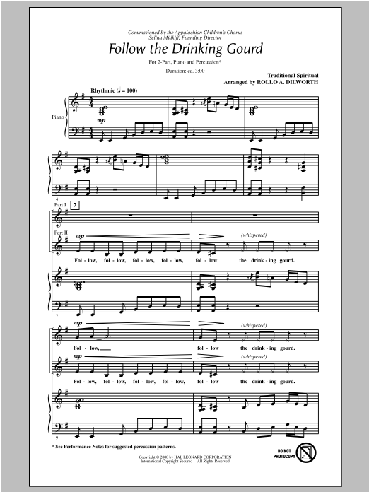 Rollo Dilworth Follow The Drinkin' Gourd Sheet Music Notes & Chords for 2-Part Choir - Download or Print PDF