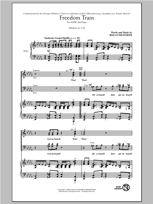 Rollo Dilworth Freedom Train Sheet Music Notes & Chords for 4-Part - Download or Print PDF