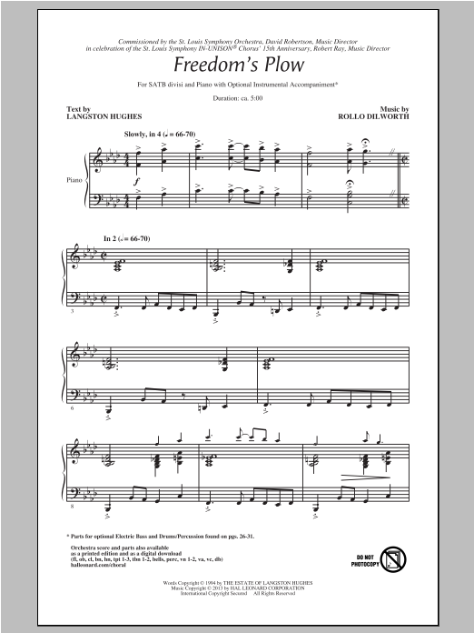 Rollo Dilworth Freedom's Plow Sheet Music Notes & Chords for SATB - Download or Print PDF