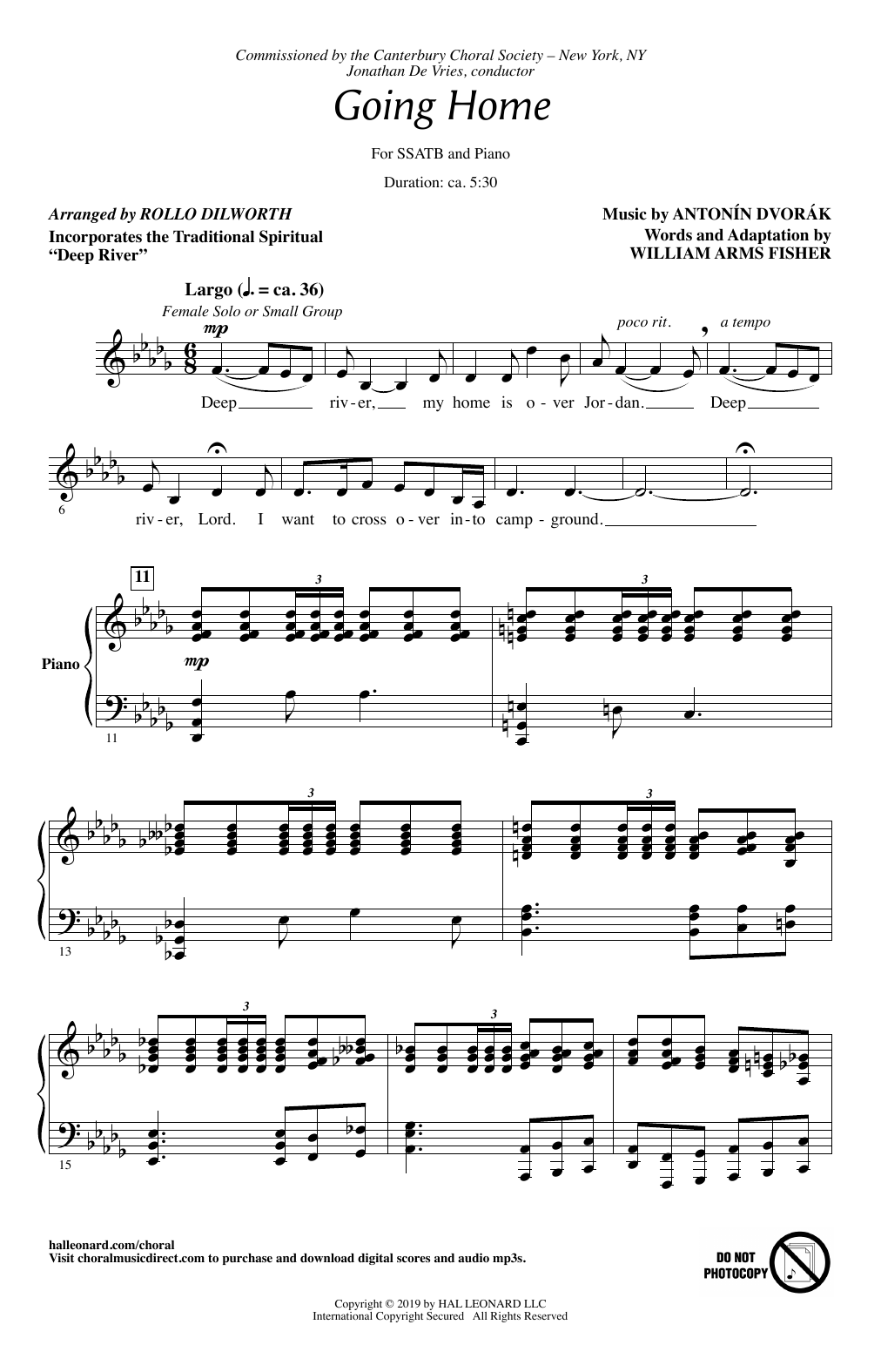 Rollo Dilworth Going Home Sheet Music Notes & Chords for SATB Choir - Download or Print PDF