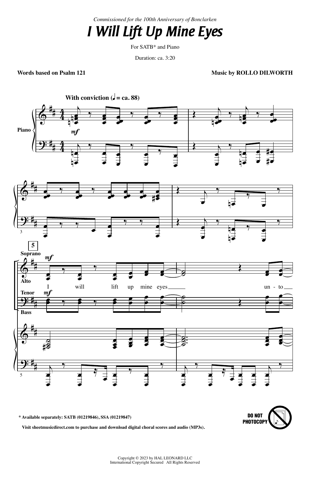 Rollo Dilworth I Will Lift Up Mine Eyes Sheet Music Notes & Chords for SATB Choir - Download or Print PDF