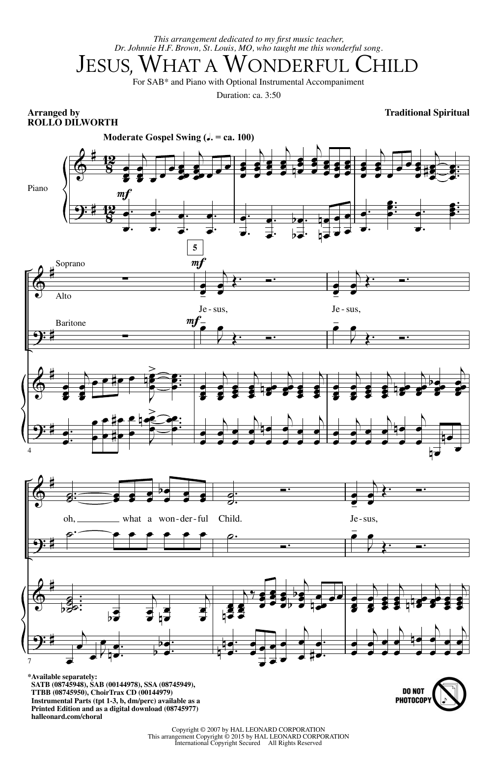 Rollo Dilworth Jesus, What A Wonderful Child Sheet Music Notes & Chords for SATB - Download or Print PDF