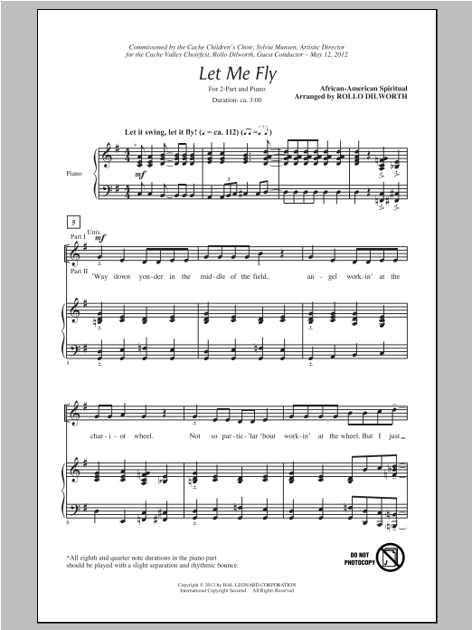 Rollo Dilworth Let Me Fly Sheet Music Notes & Chords for 2-Part Choir - Download or Print PDF