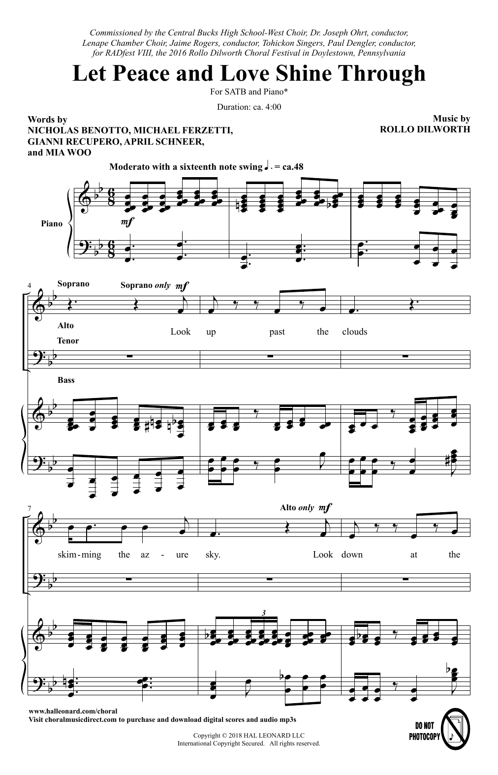 Rollo Dilworth Let Peace And Love Shine Through Sheet Music Notes & Chords for SATB Choir - Download or Print PDF