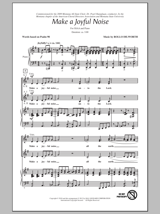 Rollo Dilworth Make A Joyful Noise Sheet Music Notes & Chords for SATB - Download or Print PDF