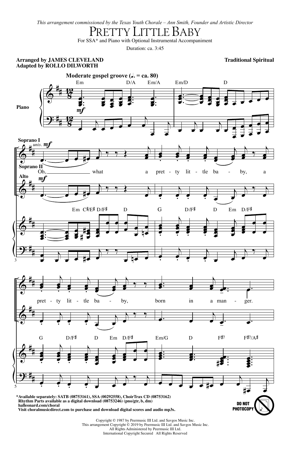 Rollo Dilworth Pretty Little Baby (arr. James Cleveland) Sheet Music Notes & Chords for SATB Choir - Download or Print PDF
