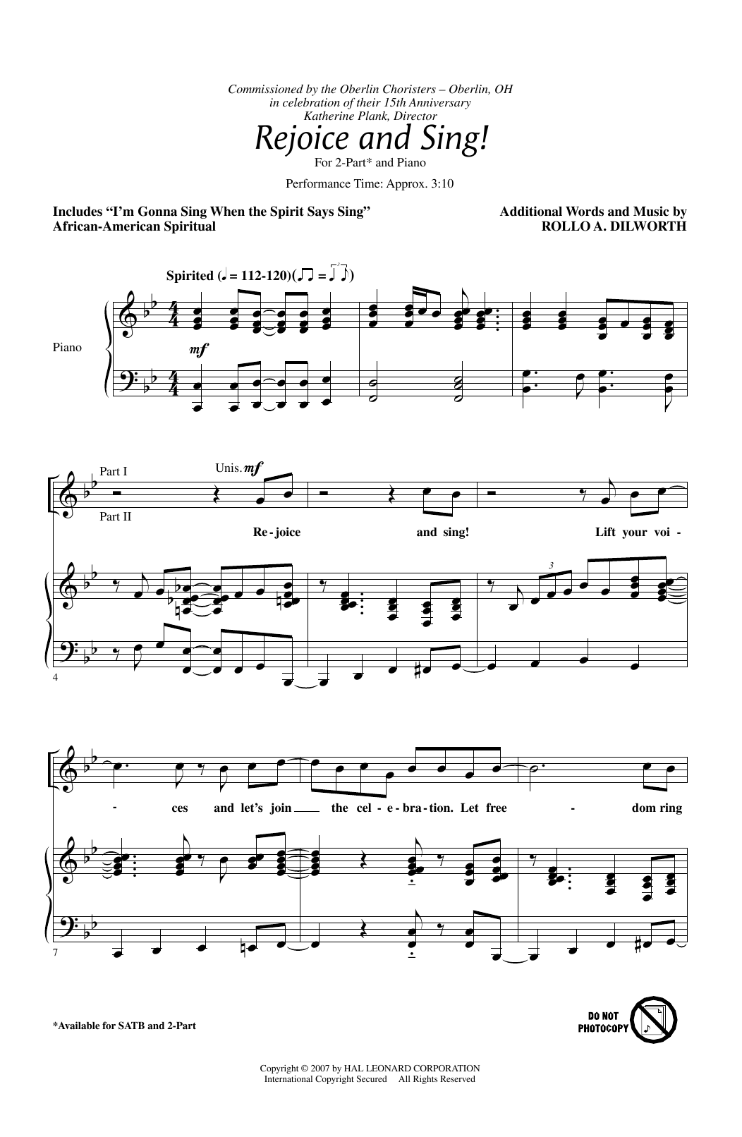 Rollo Dilworth Rejoice And Sing! Sheet Music Notes & Chords for 2-Part Choir - Download or Print PDF