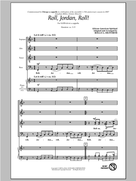 Rollo Dilworth Roll, Jordan, Roll! Sheet Music Notes & Chords for SATB - Download or Print PDF