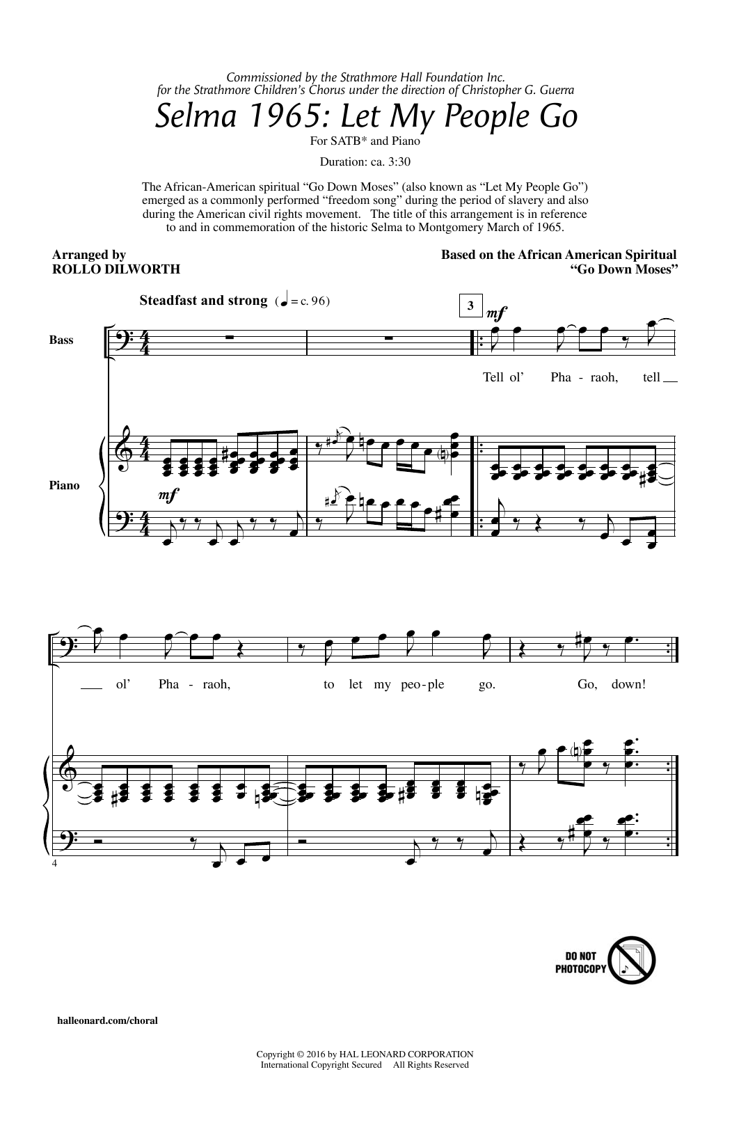 Rollo Dilworth Selma 1965: Let My People Go Sheet Music Notes & Chords for SATB - Download or Print PDF