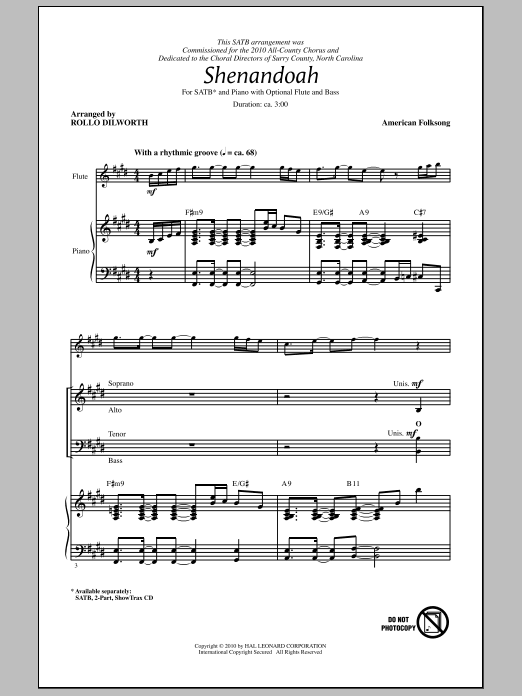 Rollo Dilworth Shenandoah Sheet Music Notes & Chords for 2-Part Choir - Download or Print PDF