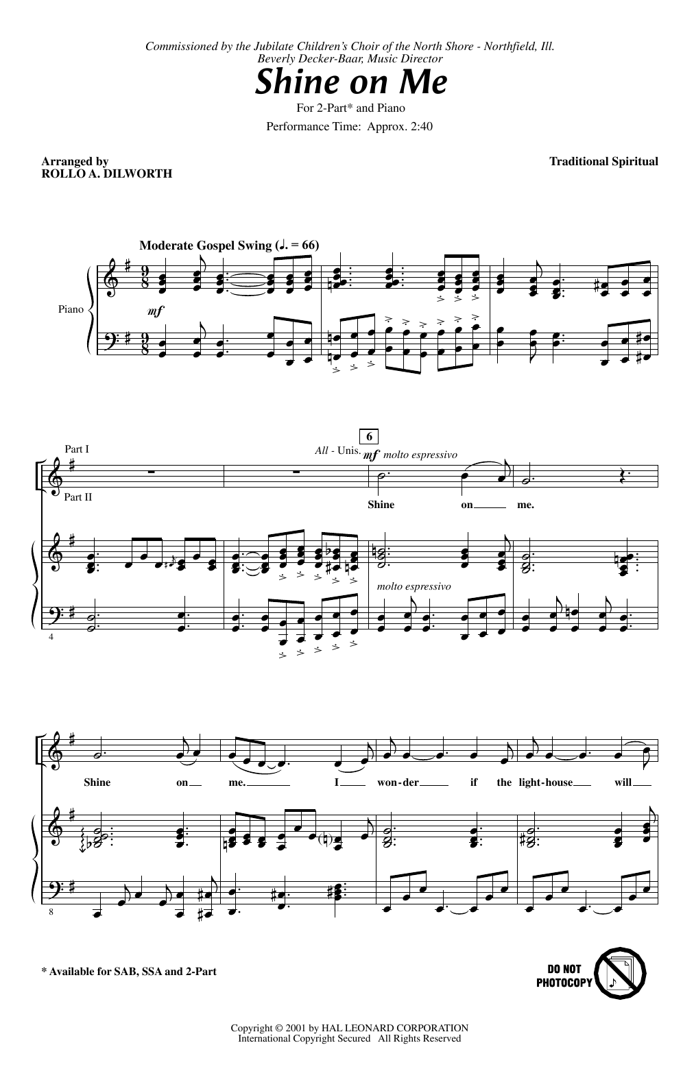Rollo Dilworth Shine On Me Sheet Music Notes & Chords for TBB - Download or Print PDF