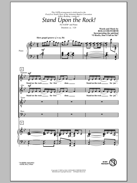 Rollo Dilworth Stand Upon The Rock! Sheet Music Notes & Chords for 2-Part Choir - Download or Print PDF