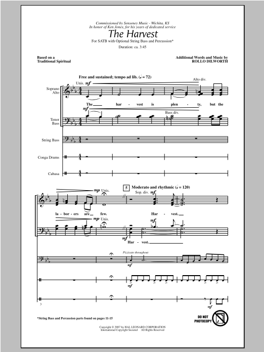 Rollo Dilworth The Harvest Sheet Music Notes & Chords for SATB - Download or Print PDF