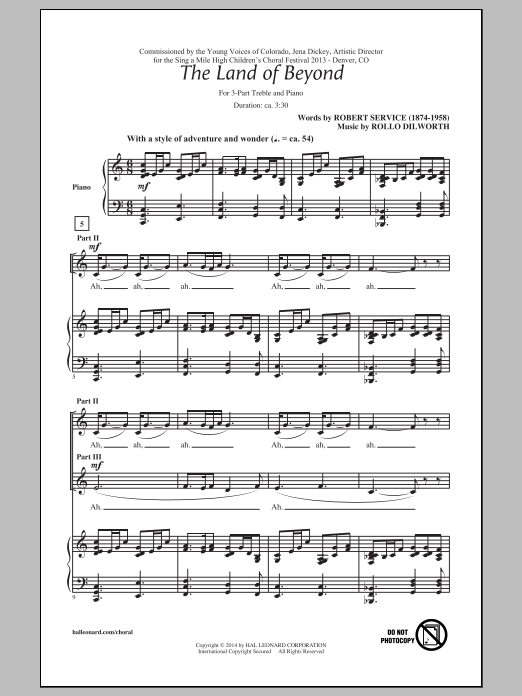 Rollo Dilworth The Land Of Beyond Sheet Music Notes & Chords for 3-Part Treble - Download or Print PDF
