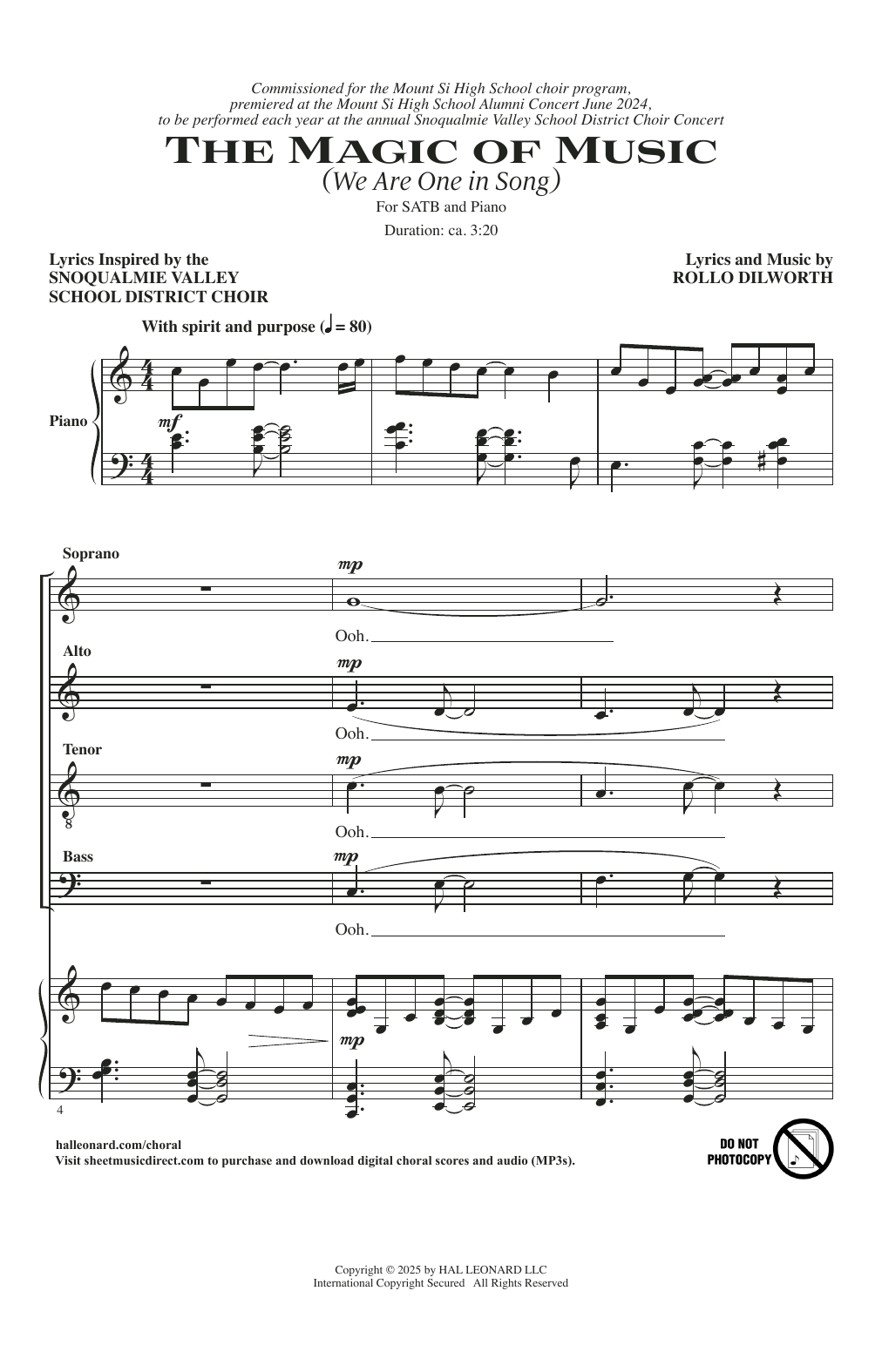 Rollo Dilworth The Magic Of Music (We Are One In Song) Sheet Music Notes & Chords for SATB Choir - Download or Print PDF