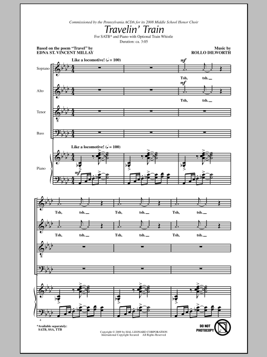 Rollo Dilworth Travelin' Train Sheet Music Notes & Chords for TTBB - Download or Print PDF