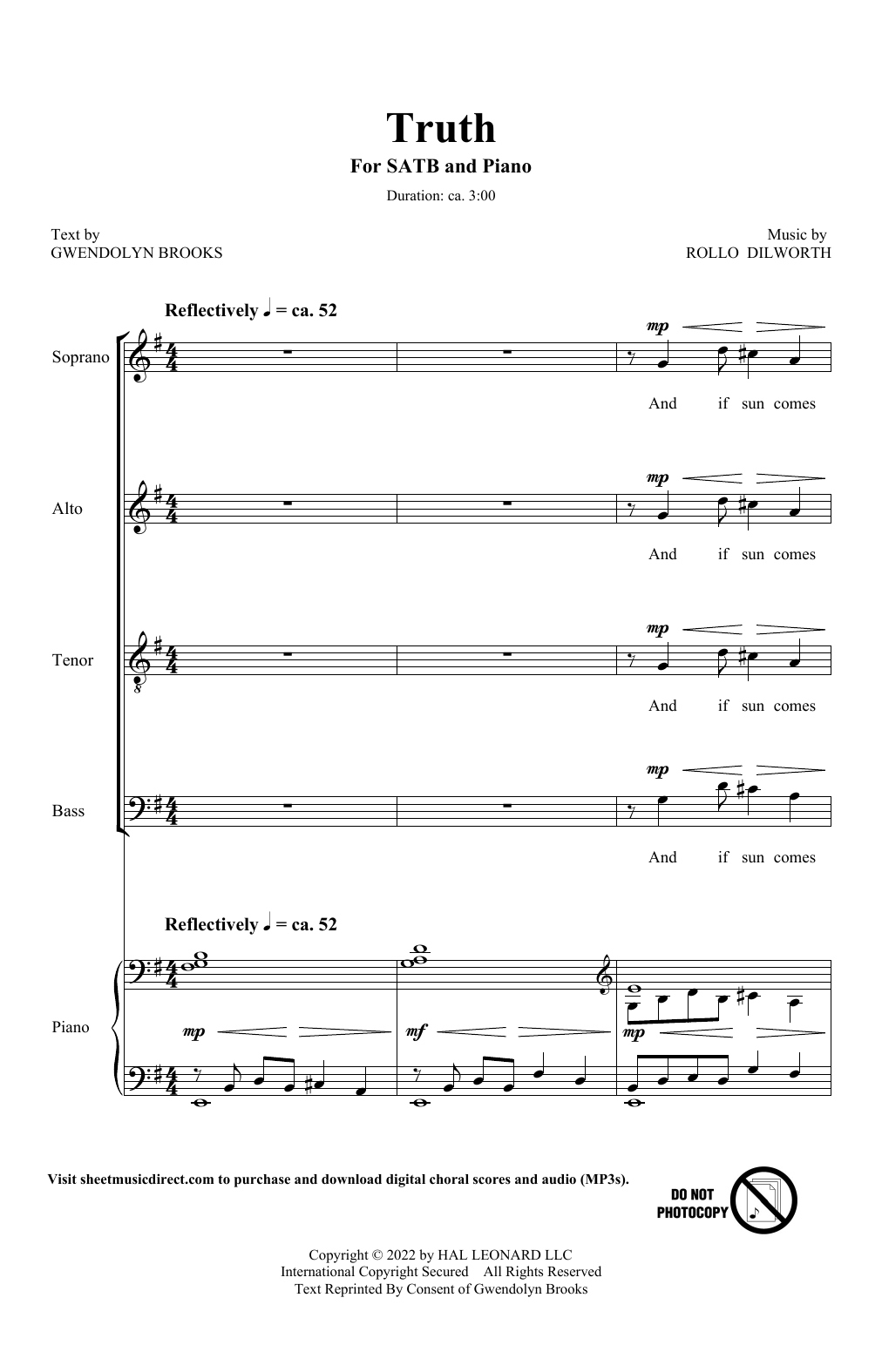Rollo Dilworth Truth Sheet Music Notes & Chords for SATB Choir - Download or Print PDF