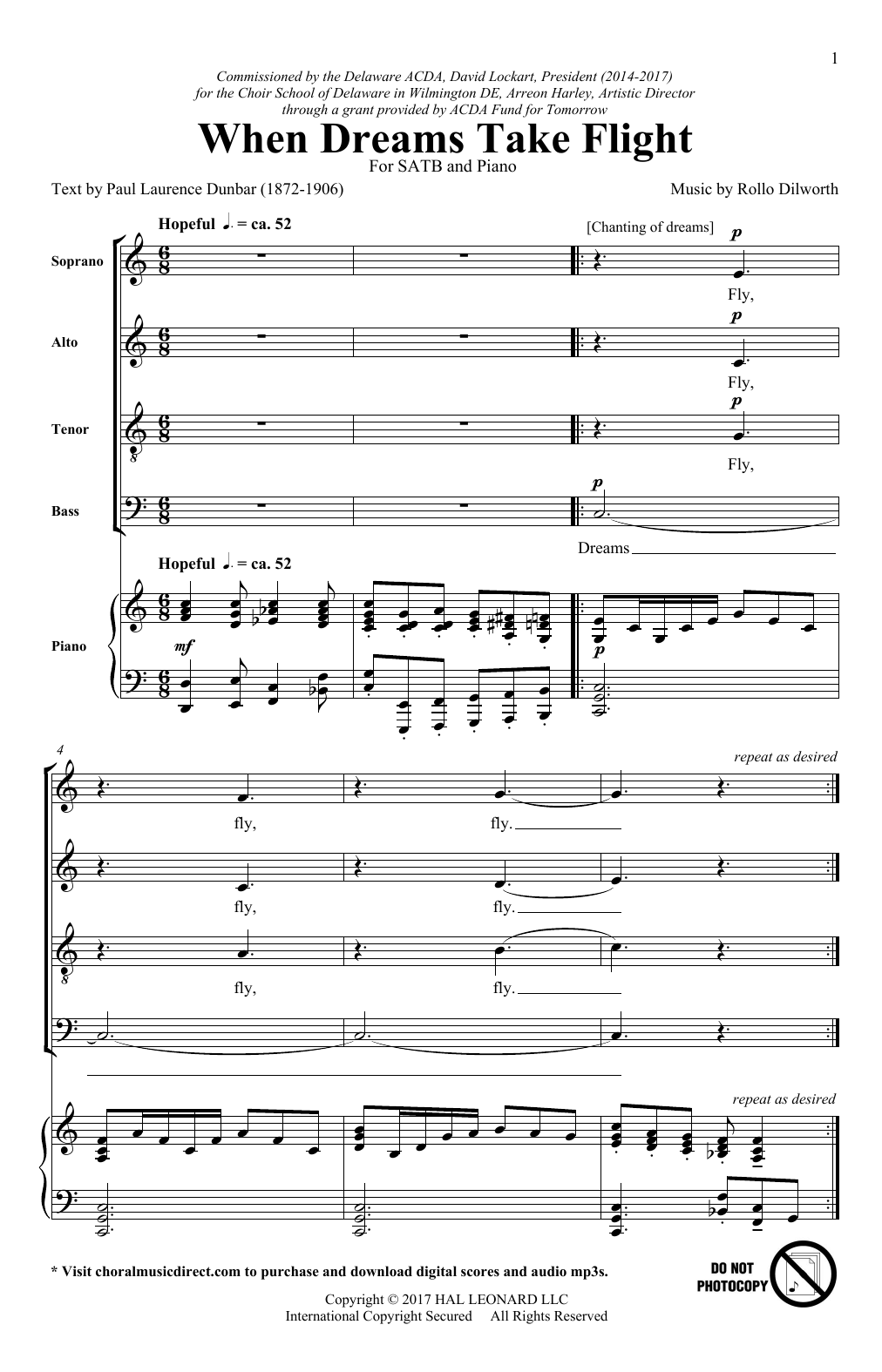 Rollo Dilworth When Dreams Take Flight Sheet Music Notes & Chords for SATB - Download or Print PDF