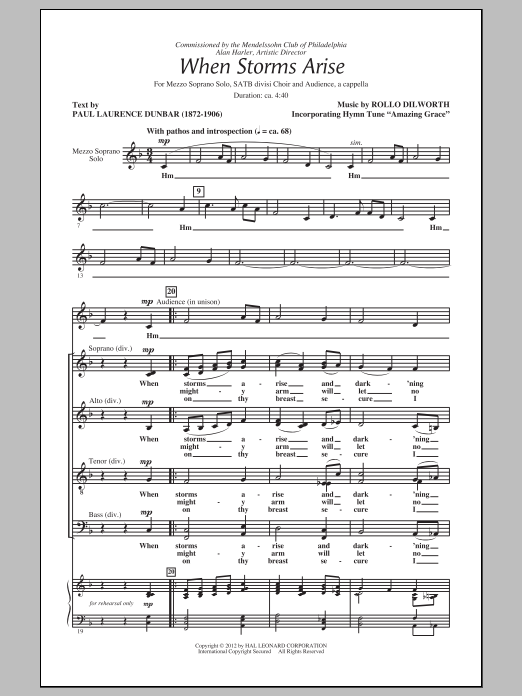 Rollo Dilworth When Storms Arise Sheet Music Notes & Chords for SATB - Download or Print PDF