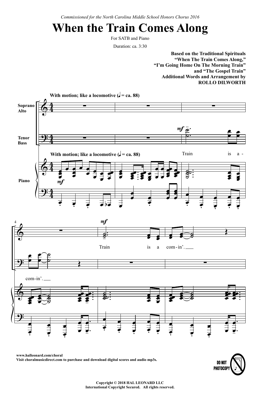Rollo Dilworth When The Train Comes Along Sheet Music Notes & Chords for SATB Choir - Download or Print PDF