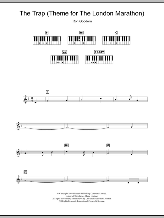 Ron Goodwin The Trap (Theme for The London Marathon) Sheet Music Notes & Chords for Keyboard - Download or Print PDF