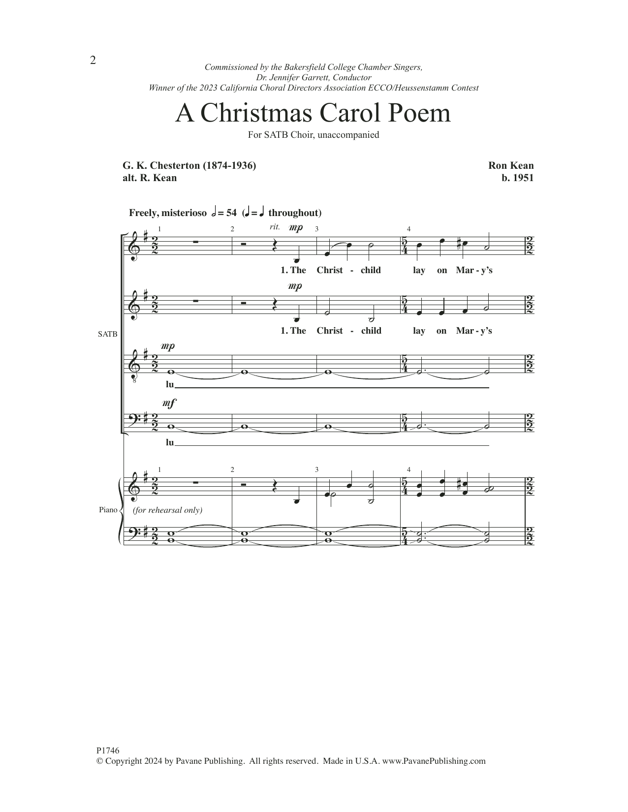 Ron Kean A Christmas Carol Poem Sheet Music Notes & Chords for SATB Choir - Download or Print PDF