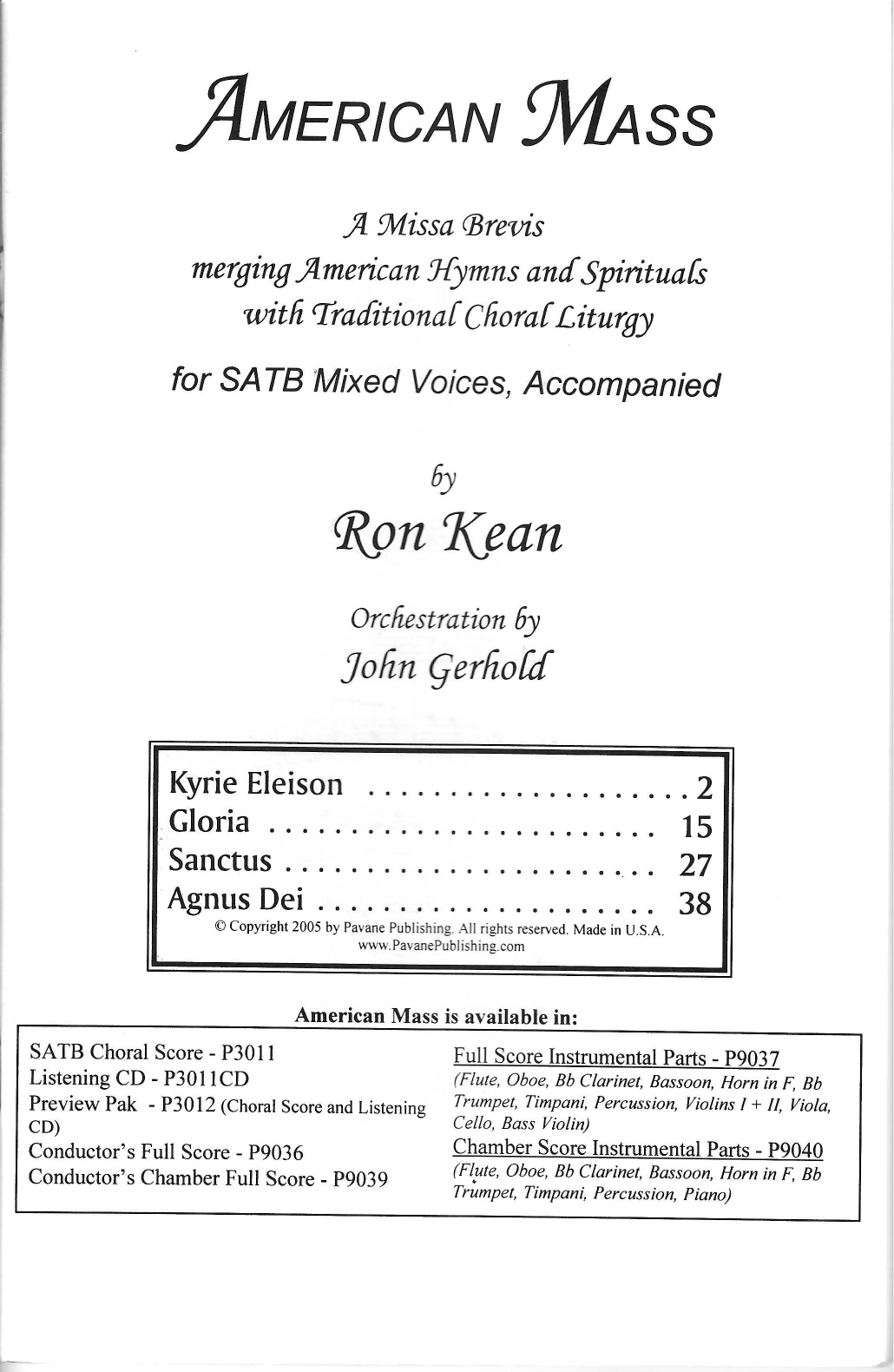 Ron Kean American Mass (arr. John Gerhold) Sheet Music Notes & Chords for SATB Choir - Download or Print PDF