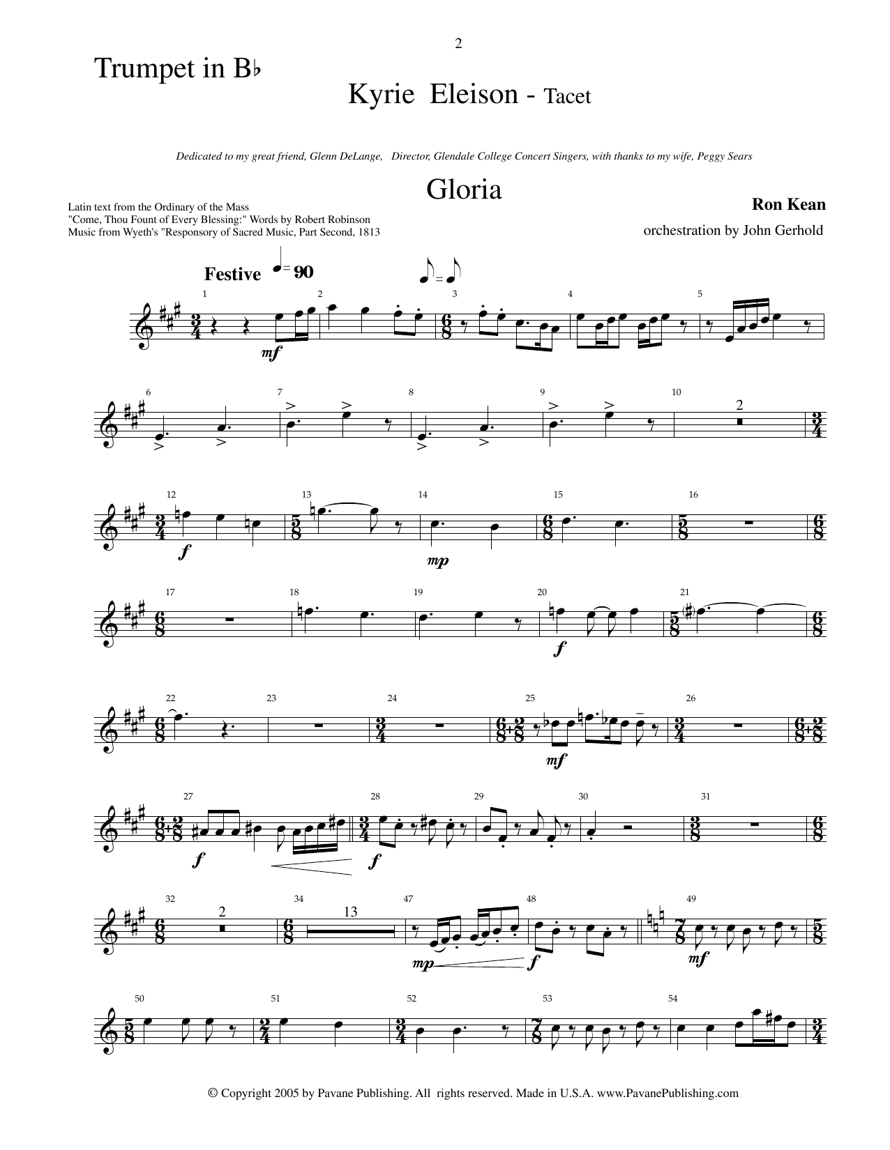 Ron Kean American Mass (Chamber Orchestra) (arr. John Gerhold) - Bb Trumpet Sheet Music Notes & Chords for Choir Instrumental Pak - Download or Print PDF