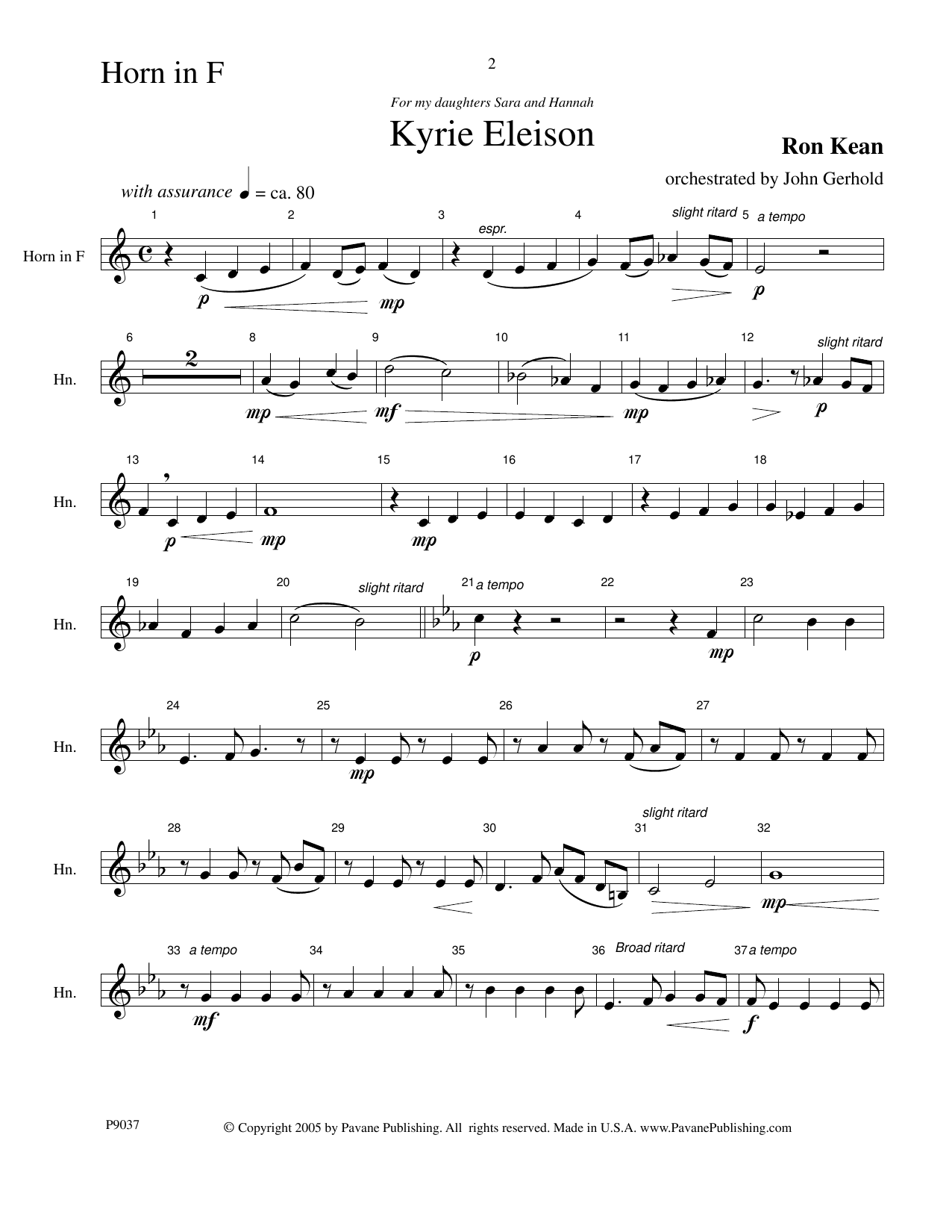 Ron Kean American Mass (Chamber Orchestra) (arr. John Gerhold) - Horn in F Sheet Music Notes & Chords for Choir Instrumental Pak - Download or Print PDF