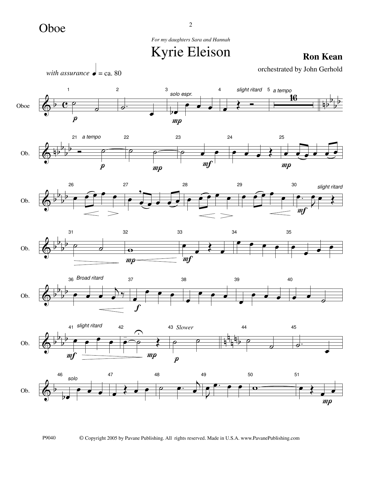 Ron Kean American Mass (Chamber Orchestra) (arr. John Gerhold) - Oboe Sheet Music Notes & Chords for Choir Instrumental Pak - Download or Print PDF