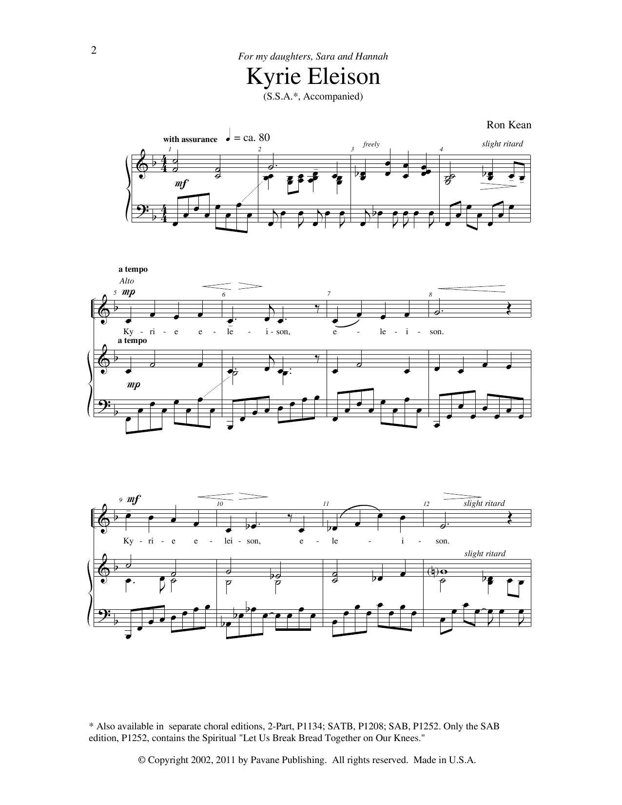 Ron Kean American Mass Sheet Music Notes & Chords for Choral - Download or Print PDF
