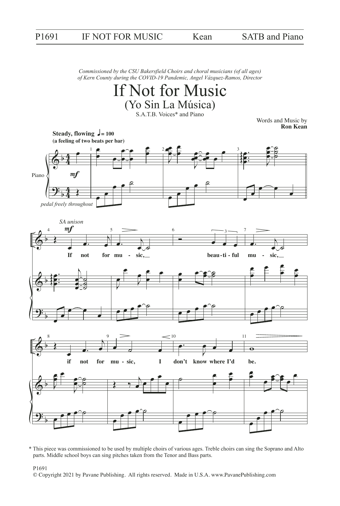 Ron Kean If Not For Music Sheet Music Notes & Chords for SATB Choir - Download or Print PDF
