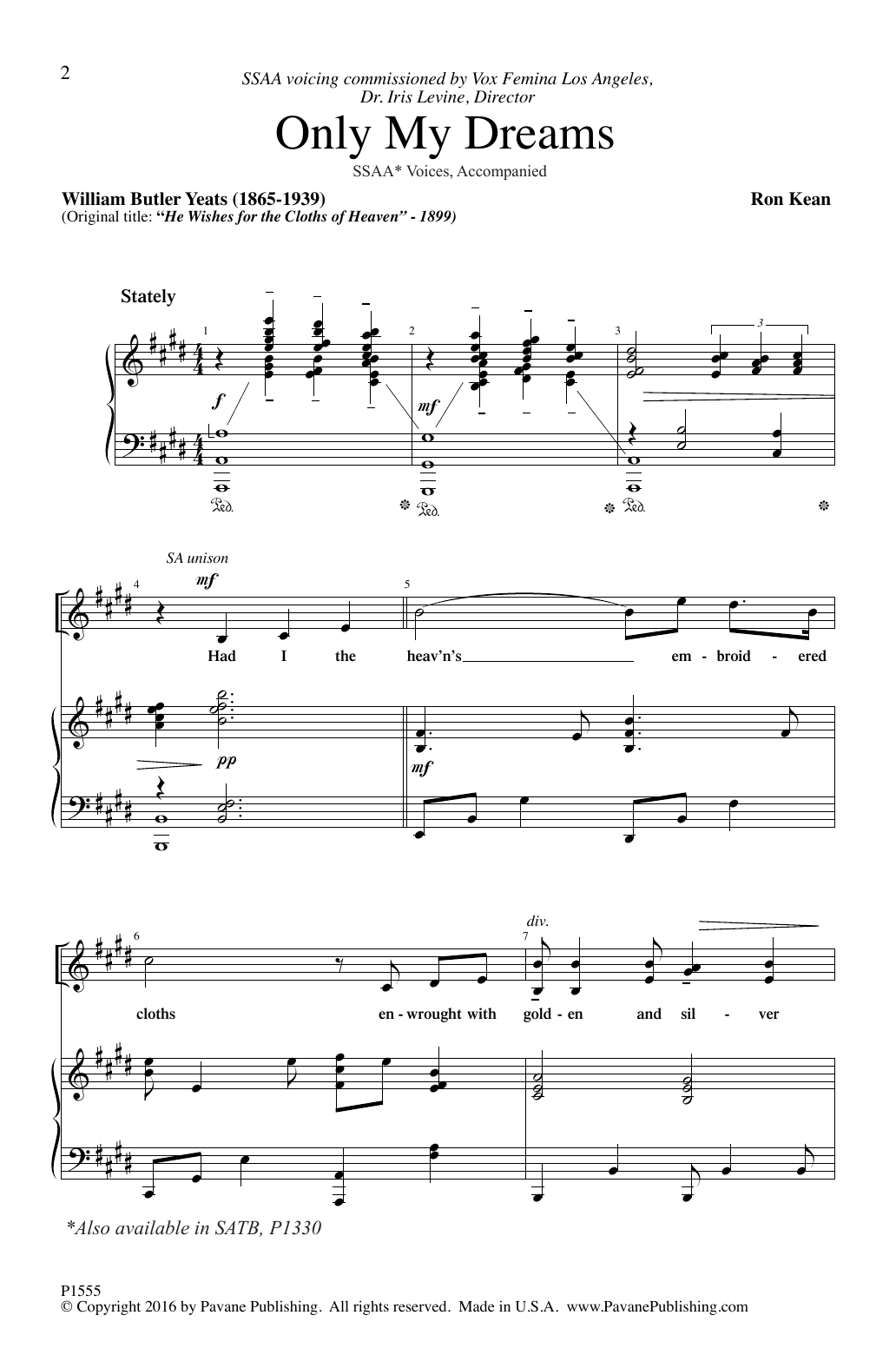 Ron Kean Only My Dreams Sheet Music Notes & Chords for SATB Choir - Download or Print PDF