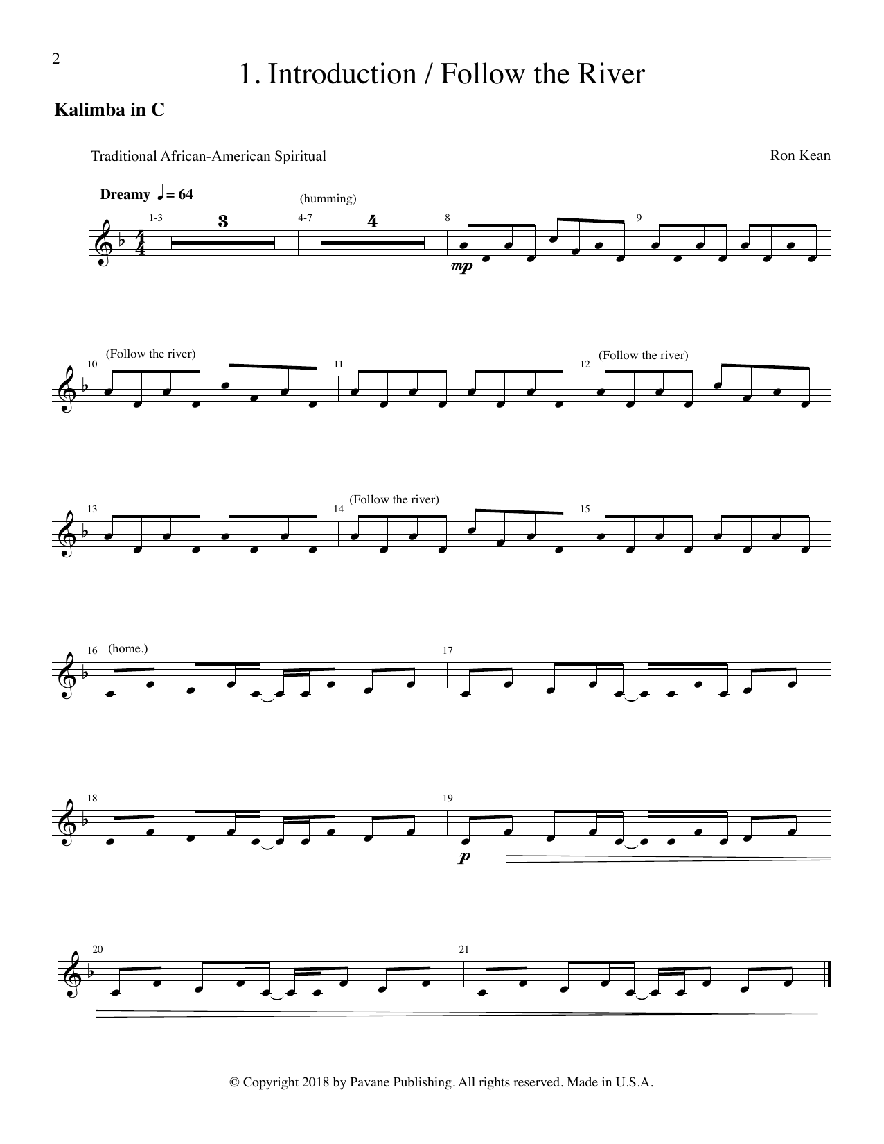 Ron Kean The Journey of Harriet Tubman (for SSAA) - Kalimba Sheet Music Notes & Chords for Choir Instrumental Pak - Download or Print PDF