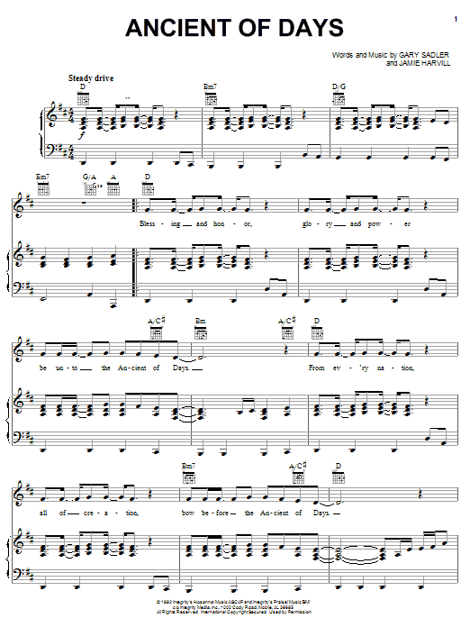 Gary Sadler Ancient Of Days Sheet Music Notes & Chords for Melody Line, Lyrics & Chords - Download or Print PDF