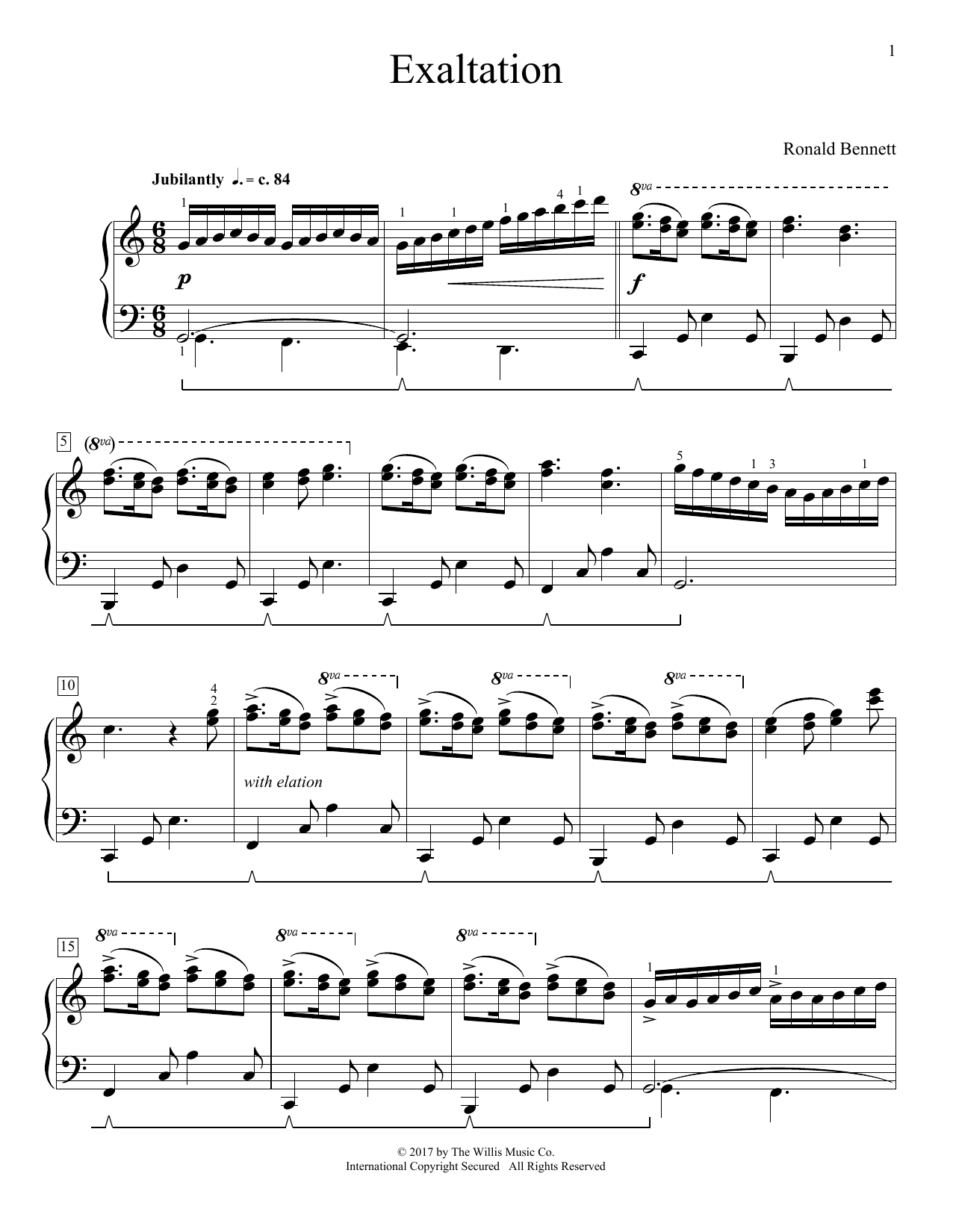 Ronald Bennett Exaltation Sheet Music Notes & Chords for Educational Piano - Download or Print PDF